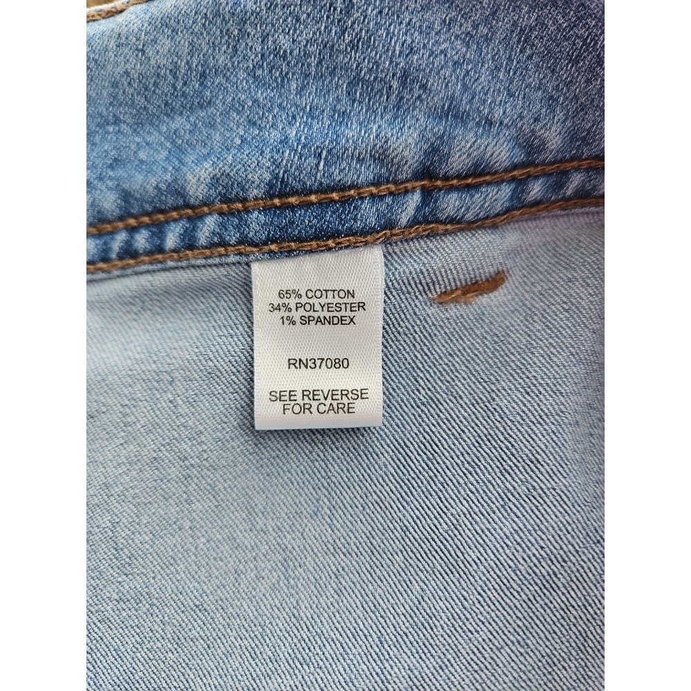 Cato Tiered Jean Skirt 24W Chambray Prairie Country Boho Cotton Stretch Midi - Picture 10 of 11